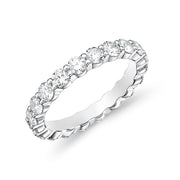 MEMOIRE 18K White Gold Petite Prong Diamond Wedding or Anniversary Eternity Band